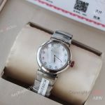 High Quality Replica BVLGARI LVCEA Silver  Stainless Steel Strap White Mother-of-Pearl Face Dial Silver 904L Stainless Steel Case Watch 28mm
